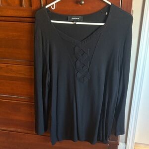 Jones New York Black V-Neck Long Sleeve Top